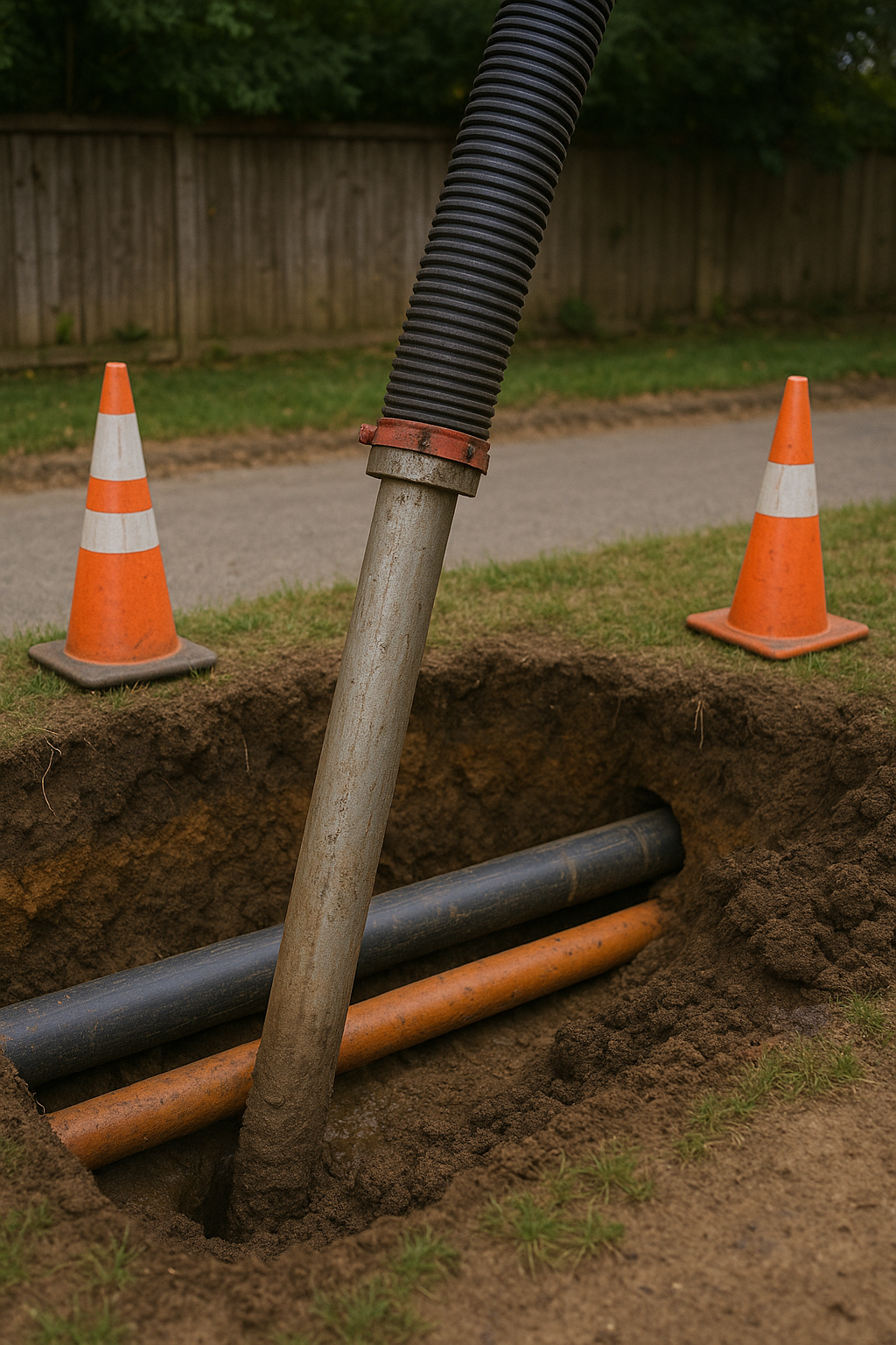 Slot trenching along curb for conduit